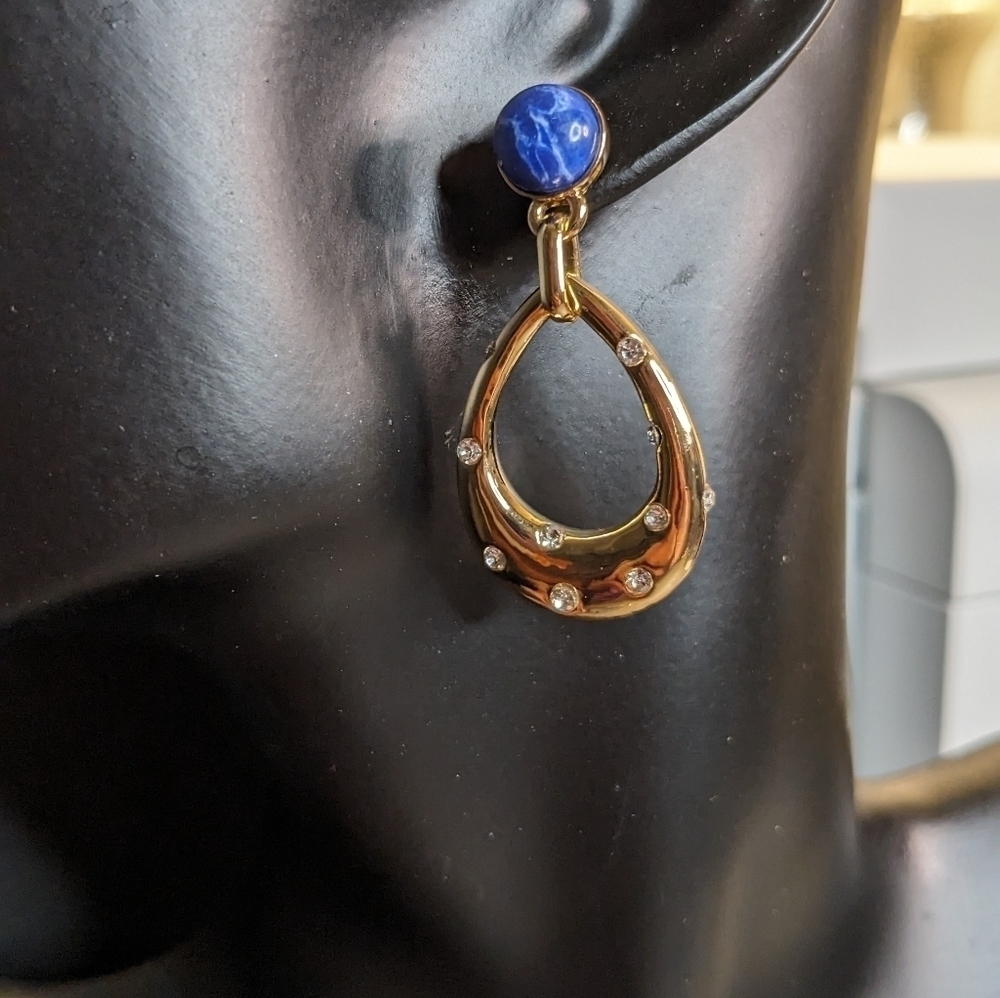 Nordstrom Rack Gold Tone Jeweled Dangle Earrings‎ - Picture 5 of 5